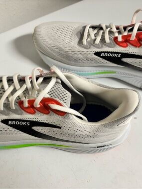 Brooks Ghost 17 Running Shoes with Black Logo and Coral & Neon Green Accents